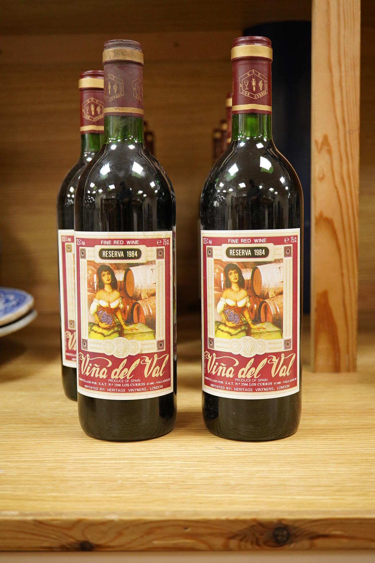 Twelve bottles of Vina del Val Reserva, 1984.